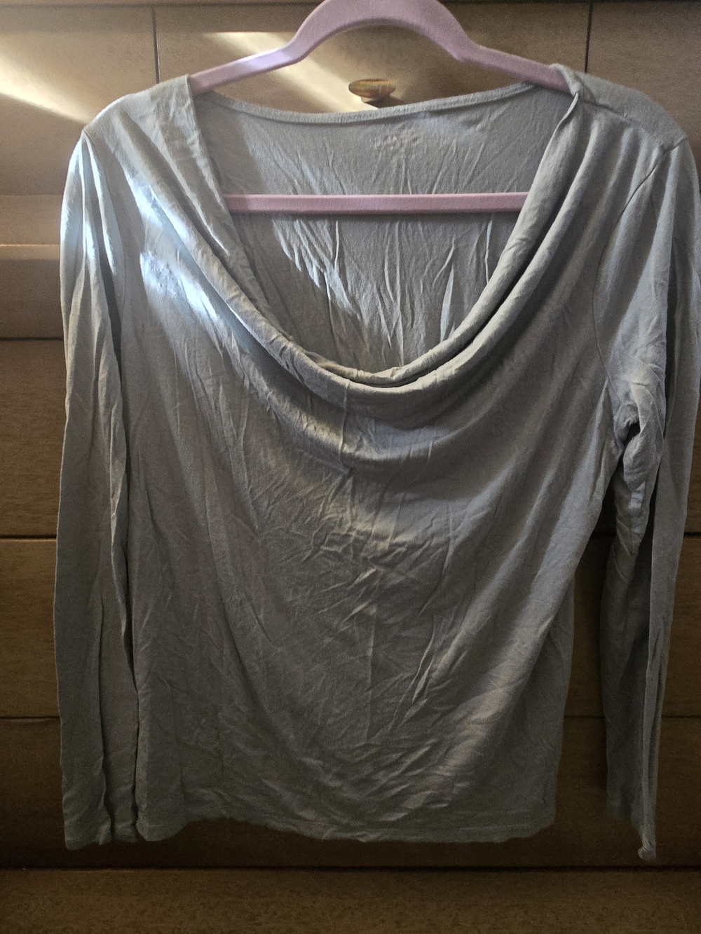 LOFT Light Sage Green Cowl-Neck Long Sleeve Top
